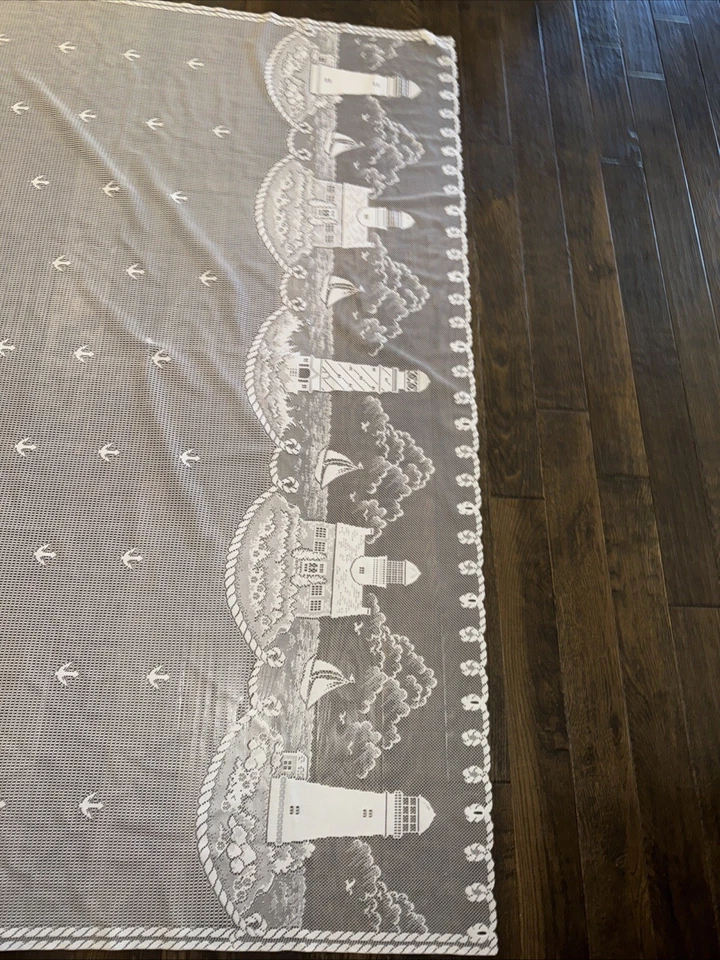 Lighthouse 72x72 Shower Curtain White Heritage Lace - Image 4 of 4