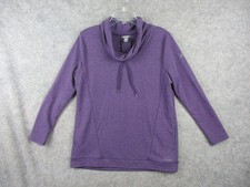 EDDIE BAUER Sweatshirt Womens Medium Purple Cowl Neck Pockets Long Sleeve Casual