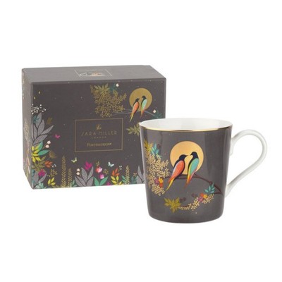 Portmeirion Sara Miller Chelsea Mug, Dark Grey - 12oz with 22K Gold Details