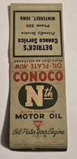 Vtg Conoco Motor Oil Detrick's Service Winterset IOWA IA Matchbook Cover Only M7