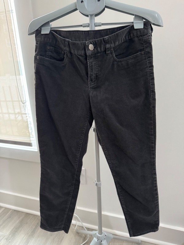 J Crew Vintage Matchstick Skinny Leg Corduroy Women's 30R Dark Gray City Fit