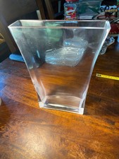 Clear Heavy Art Glass Tapered Rectangular Vase High  Quality Modern Decor