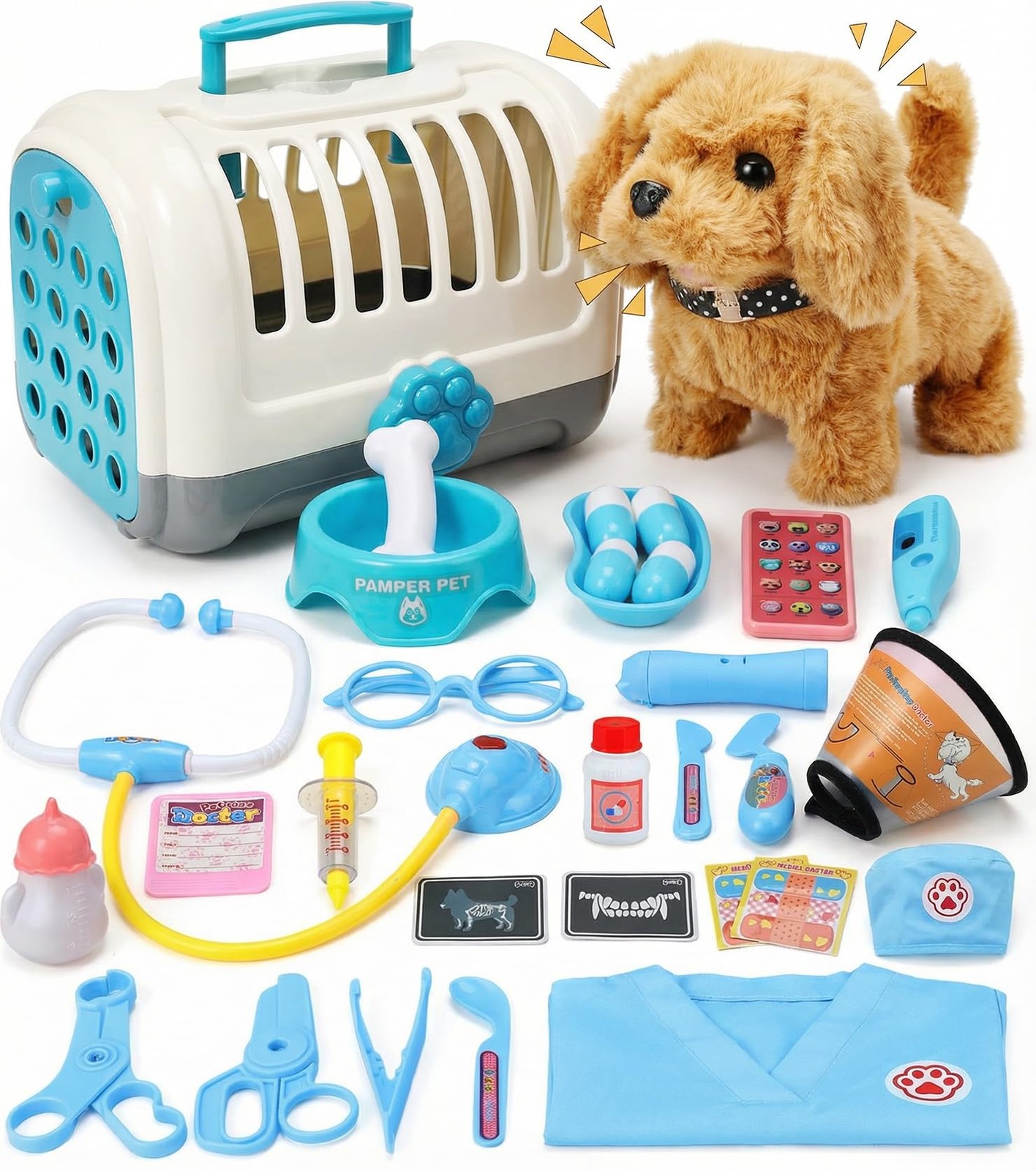Toy Doctor Kit for Toddlers 3-5, Blue Pretend Play Boys Girl