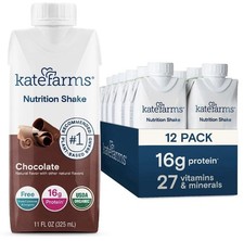 KATE FARMS Organic Nutrition Shake, Chocolate, Protein Shake, 11 oz 12pk 10/2026