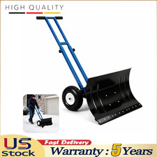 Heavy Duty Snow Shovel with 10" Wheels Steel Dual Handle Push Snow Pusher Shovel