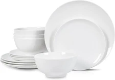 Stone Lain Blair Bone China 12-Piece Dinnerware Set, White, Service for 4