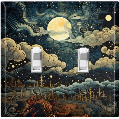 Metal Light Switch Outlet Cover Decorative Wall Plate Moonlight Forest EWL114