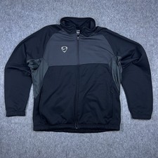 Vtg Nike Men's Track Jacket Black Gray Mock Neck Full Zip Silver Tag Y2K Size XL
