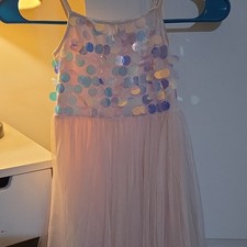Cat  Jack Girls Pink Tutu Dress XS 4/5 Sequin Sleeveless Polka Dot