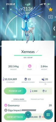 Pokemon Go Shiny Legendary Xerneas (Hintergrund)