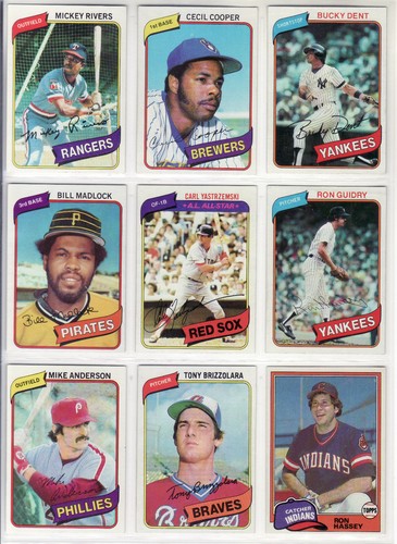 1980 - 85 Topps/Donruss Baseball cards, Lot of 54 Cards, NM, Used