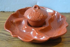 Pfaltzgraff Gourmet Chip and Dip Bowl SET ACORN DESIGN STYLE
