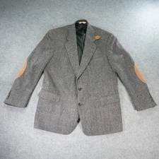 Evan Picone Men's Tweed Sport Coat Blazer Two Button Elbow Patch Gray About 44L
