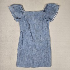 Alice + Olivia Mini Dress Womens 2 Tula Chambray Ruffle Sleeve Linen Blend Blue