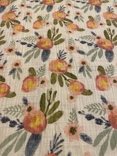 Mudpie Baby Receiving Swaddling Blanket White Floral Pattern 100 Cotton Unisex