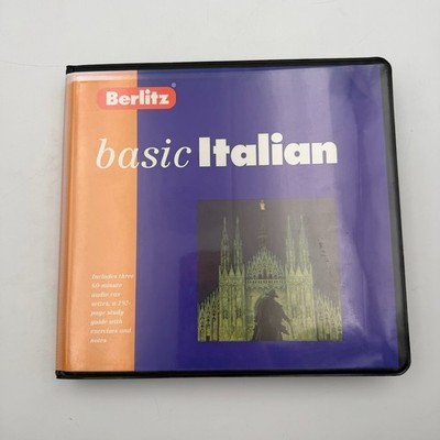 Berlitz Basic Italian 3 Audio Cassettes and Study Guide in Clamshell Case 1996