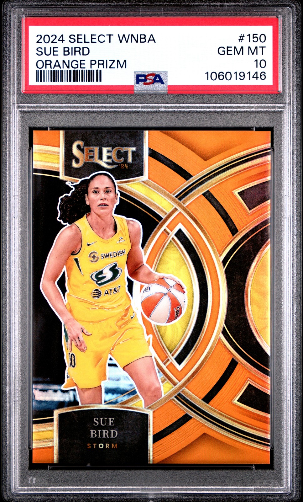 2024 PANINI SELECT WNBA ORANGE PRIZM #150 SUE BIRD 115/125 PSA 10