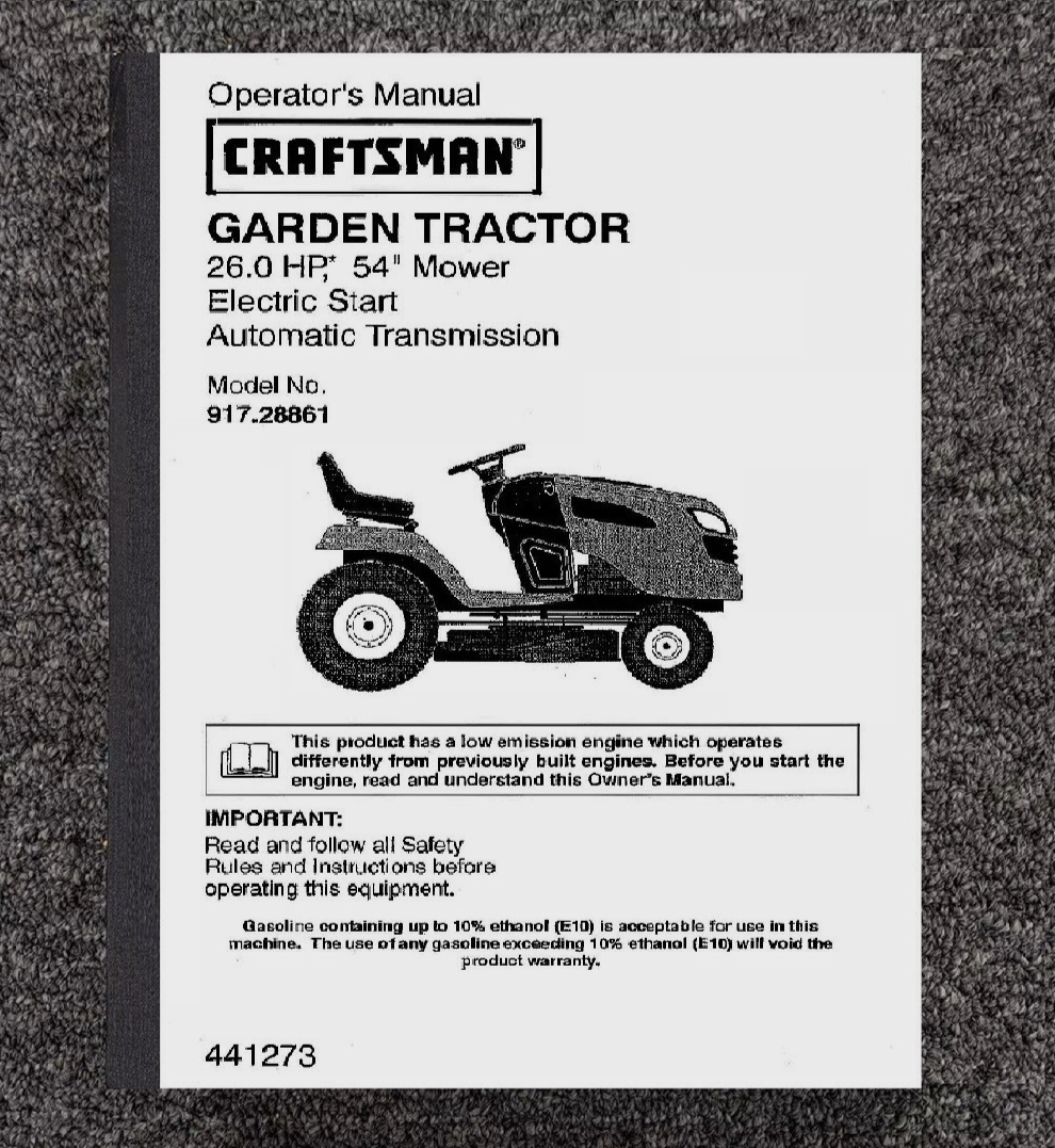 Manual Craftsman 917 Parts Mower Tractor Operator Manual Craftsman