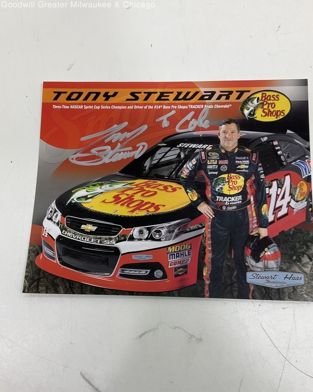 Tony Stewart Signed NASCAR #14 Bass Pro Shop Car Racing Photograph