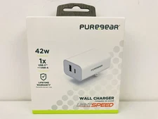 PureGear 42W Wall Charger USB-C & USB-A LightSpeed Travel Adapter White 63978PG