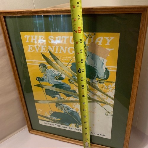 VTG Ski Art Decor Wall Chalet Lodge Gay Banditti Estate Retro Rare Framed 1930's - Picture 6 of 19