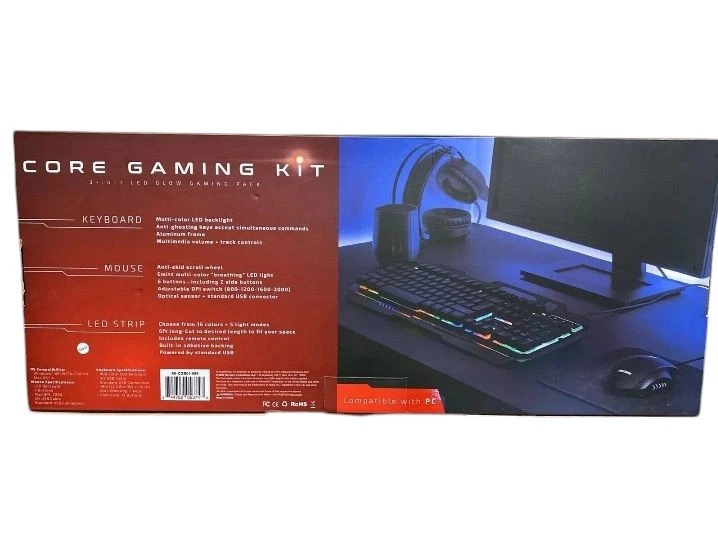 Evo Core Gaming Kit 3 IN 1 LED Glow Gaming Pack - Keyboard + Mouse + Strip Light - Image 2 of 4