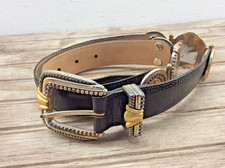 BRIGHTON 1995 MUSEUM COLLECTION Black Embossed Leather Belt Roman Coins M 37903