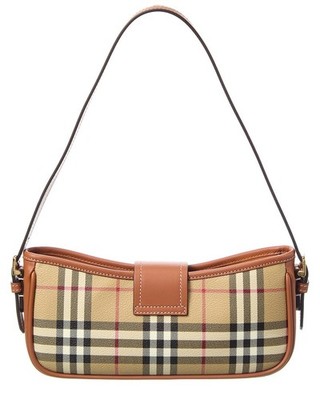 Burberry Vintage Check E-Canvas & Leather Shoulder Bag Women's
