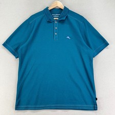 Tommy Bahama ISLAND ZONE Polo Shirt Mens Medium Teal SUPIMA Short Sleeve Casual