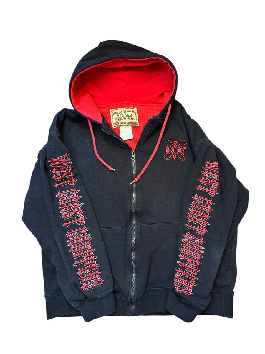 Vintage West Coast Choppers Hoodie Mens Large Thermal Lined Full