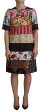 Dolce & Gabbana Multicolor Pachwork Floral Sheath Jaquard Mini Gown Women's