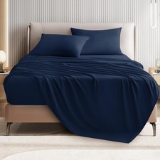 Queen Size 4 Piece Bed Sheet Set - Ultra Imitation Cotton-Premium Breathable ...