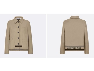 $3200 CHRISTIAN DIOR CARO JACKET SIGNATURE LOGO BEIGE KHAKI TRENCH 36 4 FIT 38 6