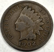 1902 Indian Head Cent Penny Good Condition 1c One Cent US Coin- 0923