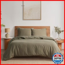 DAPU French Linen Duvet Cover 3Pcs Set, 170GSM, King