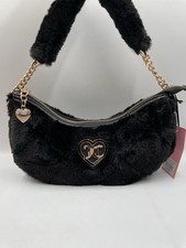 NEW Juicy Couture Faux Fur  Lets Get Cozy  Shoulder Bag Black - Fast Shipping 