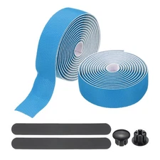 2 Rolls Bike Handlebar Tapes with End Plugs for Road Bikes Blue