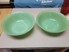 2 Vintage Fire-King Jadeite Jane Ray Ribbed serving Bowls