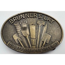 Brunner Lay Belt Buckle - Quality Service Since 1882 - Vintage Collectible