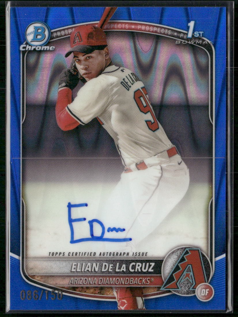 2025 Bowman Chrome #CPA-ED Elian De La Cruz Autographs Blue RayWave #/150