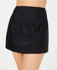 Island Escape La Palma High-Waist Tummy Control Swim Skirt Black Plus Size 22W