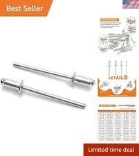 100pcs 1/8" x 1/4" Silver Aluminum Blind Rivets - Durable & Corrosion-Resistant