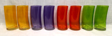 Set 8 Curved LEONARDO SWING WATER GLASS Tumbler GERMANY Yellow Purple Red Green