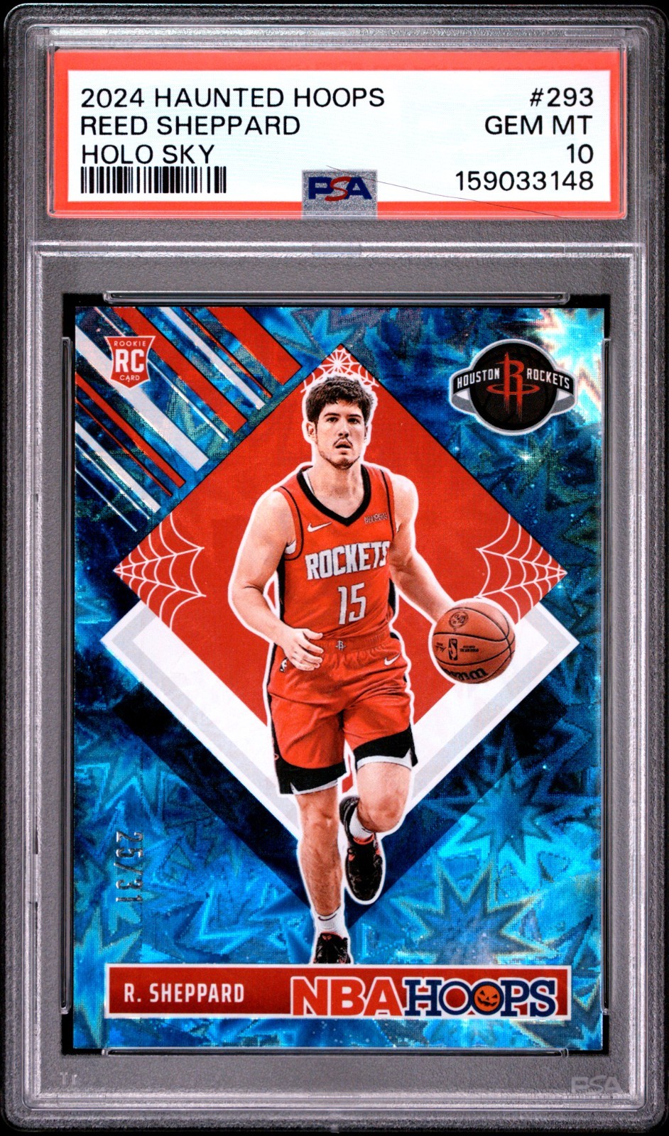 2024-25 Panini Haunted Hoops - Reed Sheppard #293 Holo Sky /31