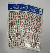 VTG Press-On Lettering Neon Pink Orange Green 3 Sheets 24 PT Rub On Vintage