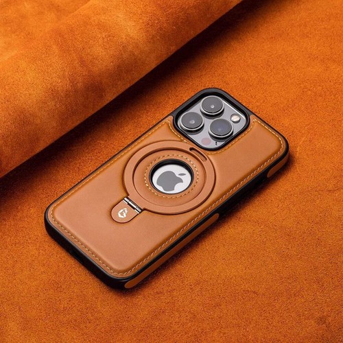 Genuine Leather Case For iPhone 16 15 14 13 12 Pro Max Magnetic Stand Shockproof - Picture 27 of 70