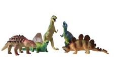 5 Vintage DINOSAUR Figure Toys Large T-Rex Stegosaurus Dimetrodon Ankylosaur