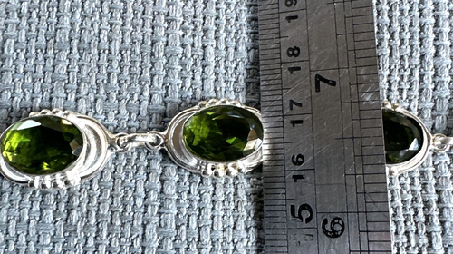Sterling Silber 0,925 ~ 10 mm x 15 mm Oval Peridot Grün ~ 8" Knebelarmband - Bild 7 von 9