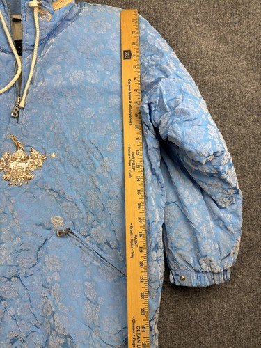 Vintage Bogner Flocked Foral Jacquard Parka Cornflower Women's 8 Blue Jacket - Picture 4 of 9