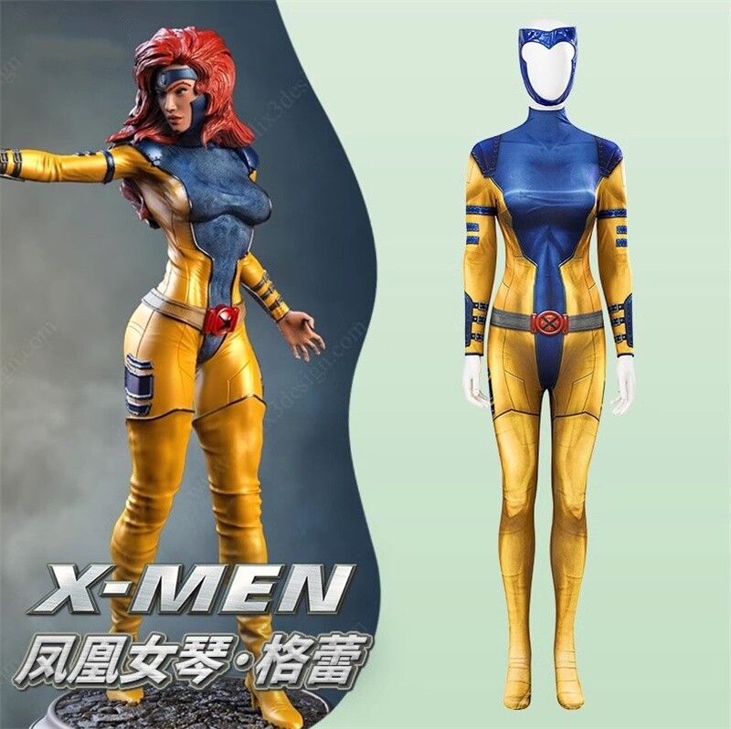 Marvel X-Men Phoenix Jean Grey-Summers Cosplay Jumpsuit Suit Halloween  Tights